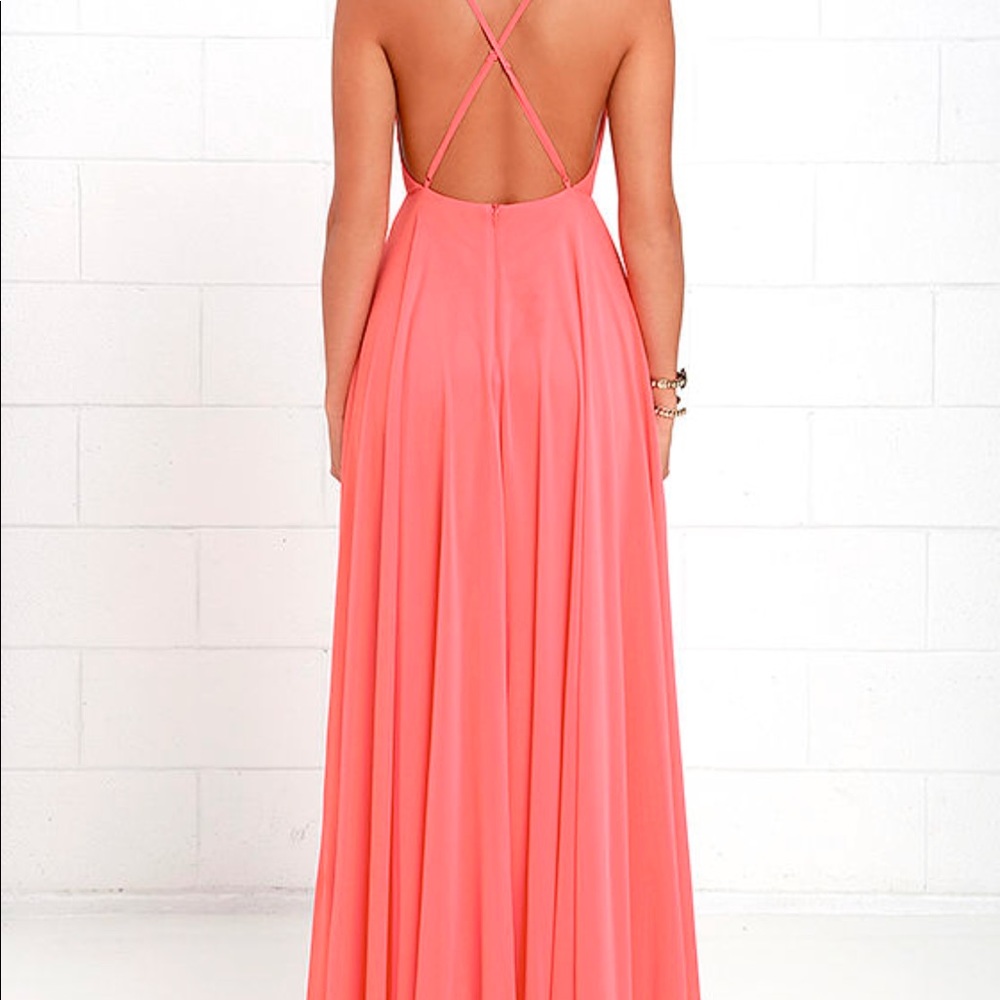 Lulu’s Mythical kinda of love coral maxi dress - Picture 3 of 3